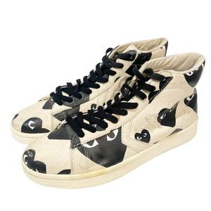 Converse Play COMME des GARCONS Women’s Size 9.5 Cream Black‎ Heart Sneakers